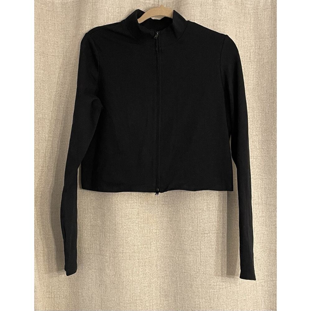 GARAGE Cropped Long Sleeve Full Zip Black NWOT